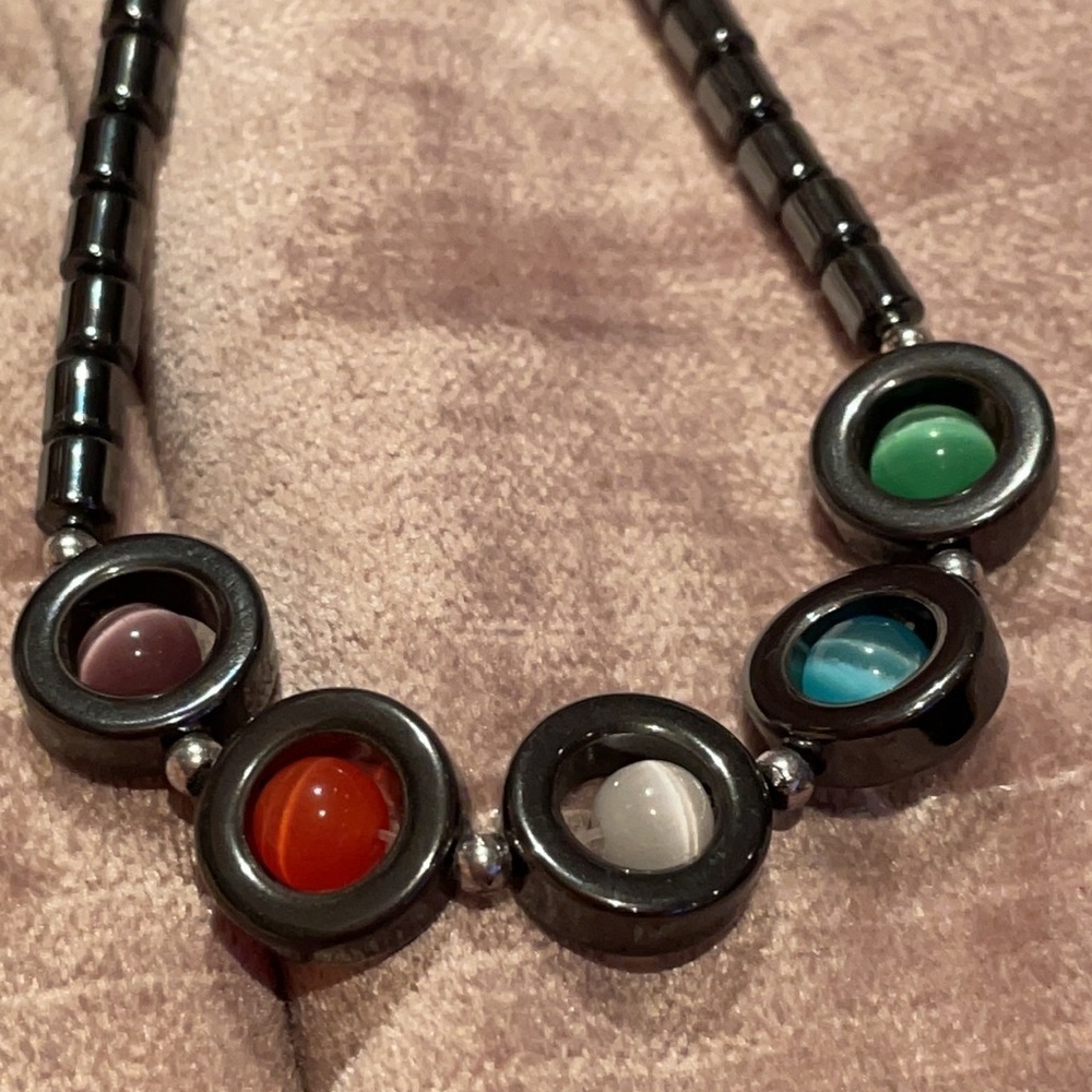 Hematite Catseye multicolored Necklace